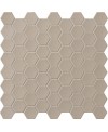 Mosaique hexagonale tomette sol et mur taupe mat 4.3x3.8cm sur trame 31.6x31.6cm terrahexamat dutchwhite