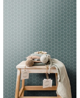 Mosaique hexagonale tomette sol et mur vert mat 4.3x3.8cm sur trame 31.6x31.6cm terrahexamat laurelgreen