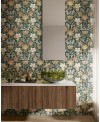 Carrelage décor fleur beige et blanc sur fond vert mat mur et sol salle de bain 60x120 rectifié, santa jardin 05