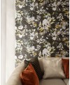 Carrelage décor fleur sur fond noir mat mur, et sol salle de bain, 60x120 rectifié, santa jardin 07