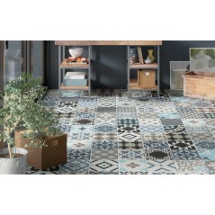 Carrelage imitation carreau ciment terrasse de piscine multicolore antidérapant R11 20x20cm estix HP38 puzzle