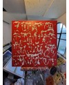 Peinture contemporaine, tableau moderne figuratif, acrylique sur toile 100x100cm intitulée: multitetes rouges.