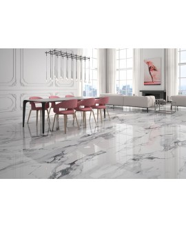 Carrelage imitation marbre poli brillant rectifié, Géoxcrash blanc 60x60cm, 60x120cm et 120x120cm