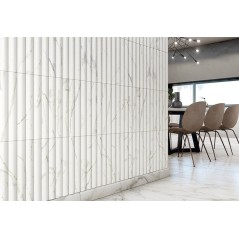 Carrelage baton arrondi en relief ingélif pour le mur et la façade 15x40cm imitation marbre satiné natucsalsa calacata