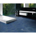 Carrelage hexagone bleu foncé effet carreau ciment brillant 34.5x40cm savietri bleu