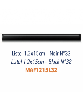 Listel demi rond émaillé 1.5x15cm noir brillant Dif épaisseur 6mm
