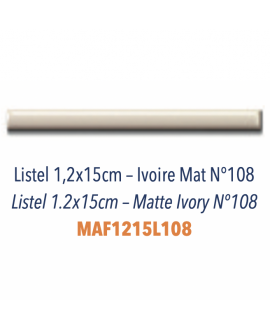 Listel demi rond émaillé 1.5x15cm ivoire mat Dif épaisseur 6mm