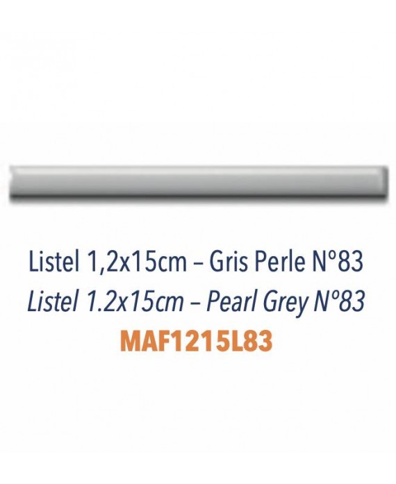 Listel demi rond émaillé 1.5x15cm gris perle brillant Dif épaisseur 6mm