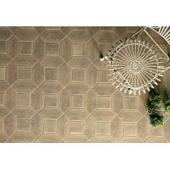 Carrelage imitation parquet naturel sol et mur hexagonal 10x20cm arrow et carré 10x10cm taco natucfez camel