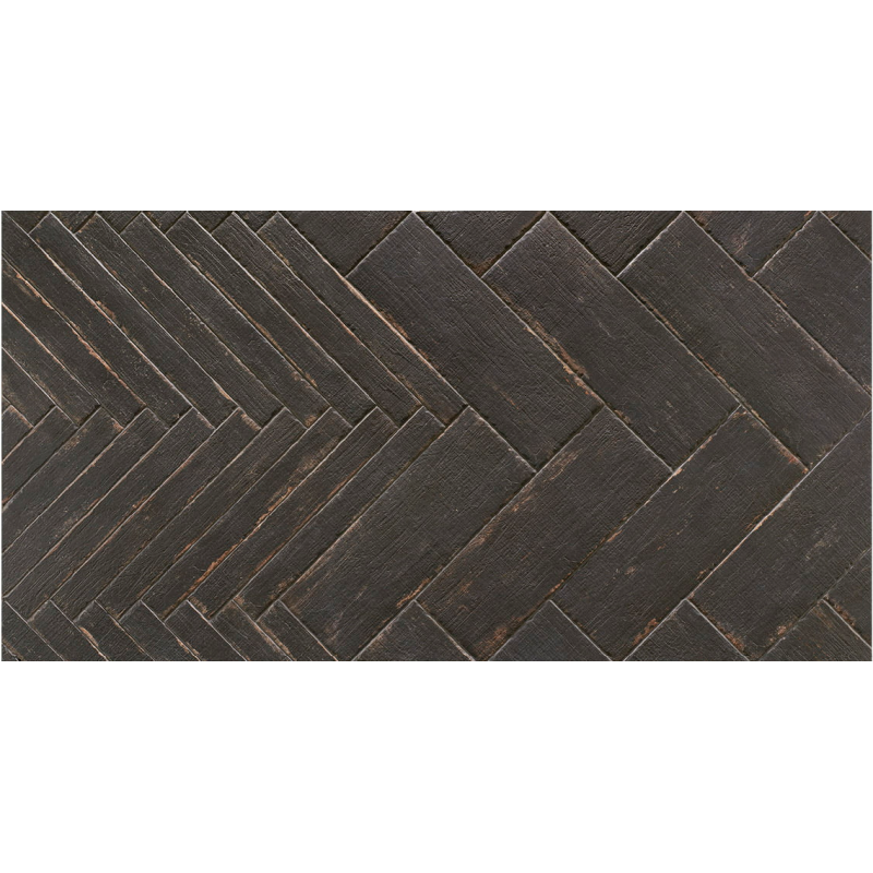 Carrelage effet bois peint en noir vieilli interieur exterieur R11, sol et mur navette, hexagone, rectangle natucretro negra