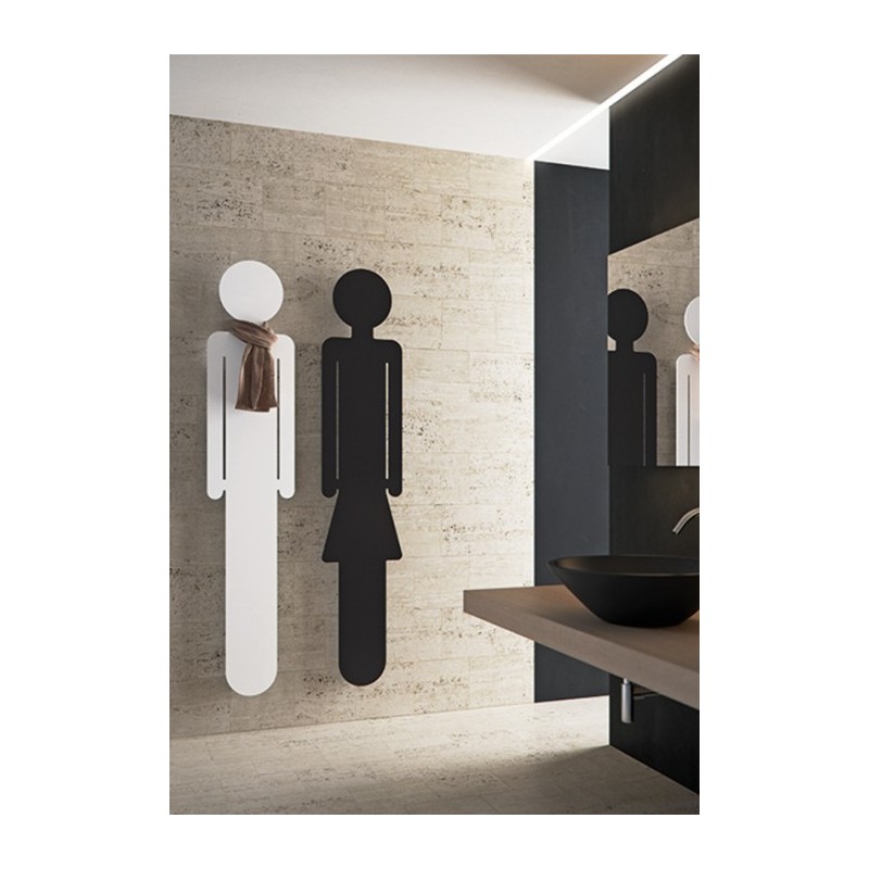 sèche-serviette radiateur électrique contemporain, design, salle de bain Antemma femme en noir mat 172x34cm