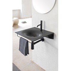 Lavabo suspendu en céramique 46x46x12cm noir, rose, gris, bleu, vert, blanc mat, blanc et noir brillant scaxveil: 6101