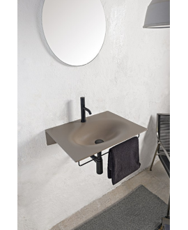 Lavabo suspendu en céramique 60x46x12cm noir, rose, gris, bleu, vert, blanc mat, blanc et noir brillant:scaxveil 6102