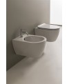 Toilette wc suspendu en céramique émaillée blanc, noir, bleu, vert, rose, gris taupe avec abattant scaxmoon 5520