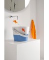 Vasque seau céramique émaillée décor jumping fish à poser diamètre: 30cm hauteur 225mm, scaxbucket 8801