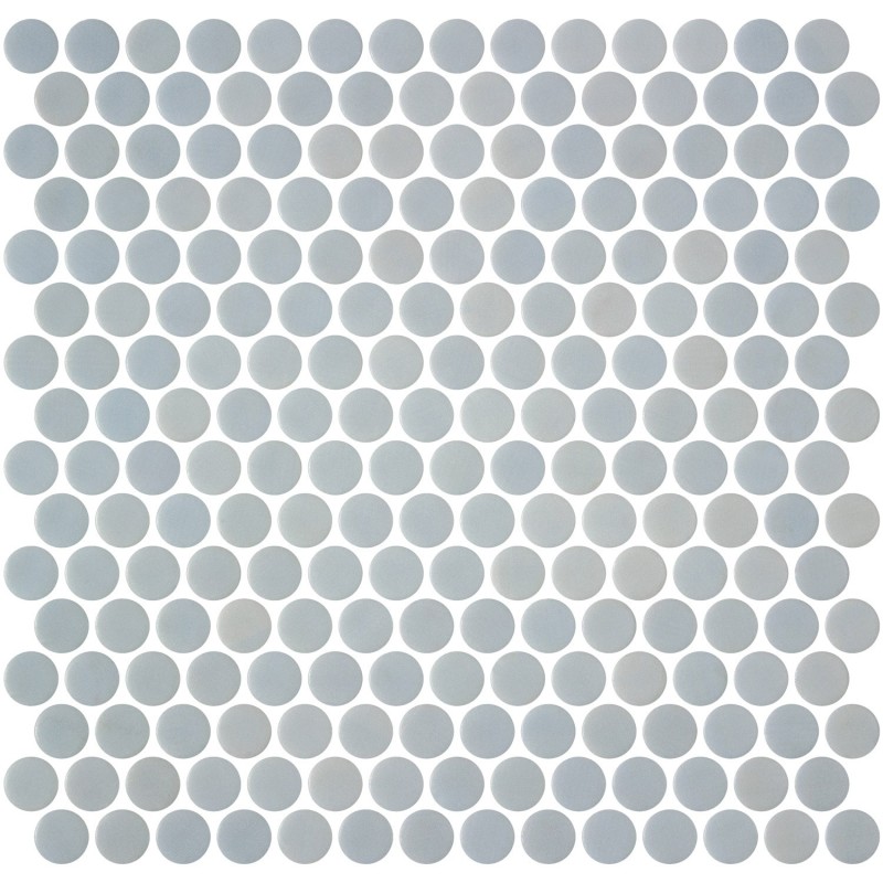 Emaux de verre rond gris mat d:19mm sur plaque de 28.5x28.5cm sol et mur onxpenny grey mat