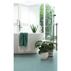 Emaux de verre rond vert turquoise mat d:19mm sur plaque de 28.5x28.5cm sol et mur onxpenny capri mat