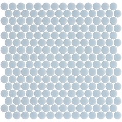 Emaux de verre rond bleu ciel mat d:19mm sur plaque de 28.5x28.5cm sol et mur onxpenny blue mat