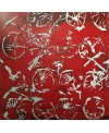 Peinture contemporaine, tableau moderne figuratif, acrylique sur toile 100x100cm intitulée: vélos rouges