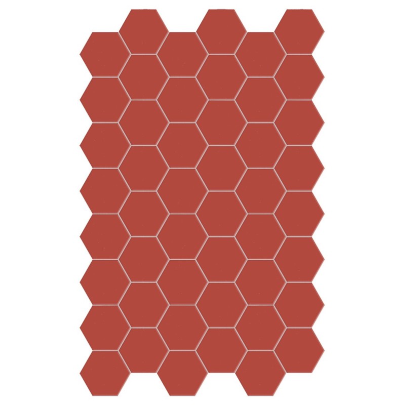 Carrelage hexagonal,sol et mur, rouge cerise mat 14x16cm terx hexamat cherry pie