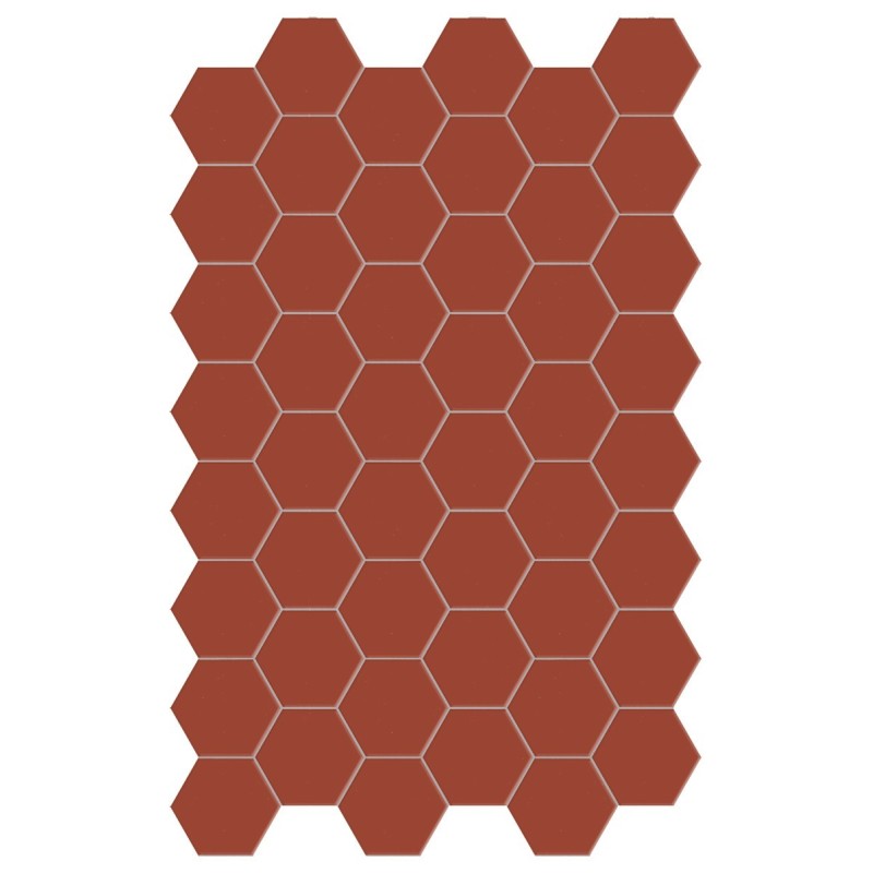 Carrelage hexagonal, sol et mur, rouge foncé mat 14x16cm terx hexamat rusty red