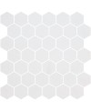 Mosaique de verre hexagonal grand format blanc mat D: 5.16cm antidérapant R11 onxxl natureglass white