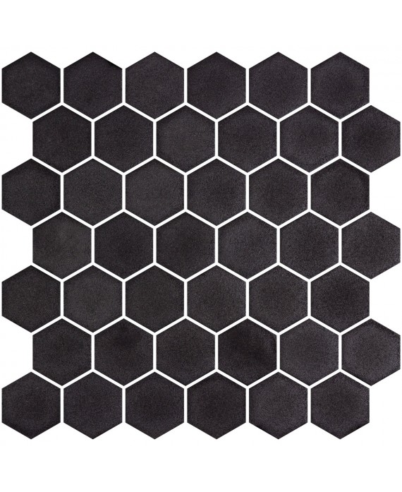 Mosaique de verre hexagonal grand format noir mat D: 5.16cm antidérapant R11 onxxl natureglass black