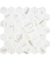 Mosaique de verre hexagonal grand format marbre blanc et or mat D: 5.16cm R11 onxxl calacatta gold