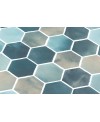 Mosaique de verre hexagonal grand format bleu nuancé satiné D: 5.16cm onxxl cotto yadel