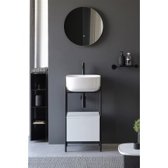 Meuble console de salle de bain structure métal L44cm H90cm P43cm avec tiroir en bois et vasque céramique scaxdiva 22