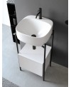 Meuble console de salle de bain structure métal L44cm H90cm P43cm avec tiroir en bois et vasque céramique scaxdiva 22