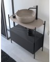 Meuble console de salle de bain structure métal L74cm H90cm P43cm avec tiroir en bois et vasque céramique scaxdiva 24