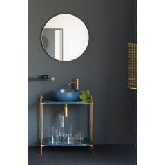 Meuble console de salle de bain structure métal L74cm H90cm P43cm avec vasque céramique bleu scaxdiva 25