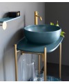 Meuble console de salle de bain structure métal L74cm H90cm P43cm avec vasque céramique bleu scaxdiva 25