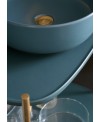 Meuble console de salle de bain structure métal L74cm H90cm P43cm avec vasque céramique bleu scaxdiva 25