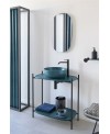Meuble console de salle de bain structure métal L74cm H90cm P43cm avec vasque céramique bleu ou rose scaxdiva 26