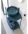 Meuble console de salle de bain structure métal L74cm H90cm P43cm avec vasque céramique bleu ou rose scaxdiva 26