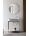 Meuble console de salle de bain structure métal L74cm H90cm P43cm vasque céramique imitation marbre blanc scaxdiva 27