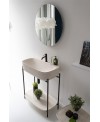 Meuble console de salle de bain structure métal L74cm H90cm P43cm vasque céramique imitation marbre blanc scaxdiva 29