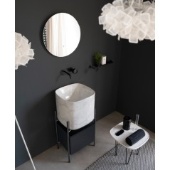 Meuble console de salle de bain structure métal L44cm H90cm P43cm avec vasque céramique et tiroir scaxdiva 32b