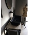 Meuble console de salle de bain metal noir L:109cm hauteur 90cm avec une vasque ovale noir mat à poser scaxsolid4