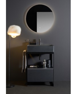 Meuble de salle de bain en métal noir avec une vasque noir mat et un tiroir noir 69x43.5cm hauteur 90cm scaxsolid22