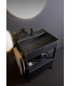 Meuble de salle de bain en métal noir avec une vasque noir mat et un tiroir noir 69x43.5cm hauteur 90cm scaxsolid22