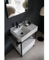 Meuble de salle de bain métal noir, une vasque effet marbre blanc et un tiroir blanc 69x43.5cm hauteur 90cm scaxsolid25