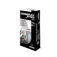 Colle pour carrelage, très grand format améliorée, haute déformabilité, cermiflex xtrem 2.0 blanc 15kg