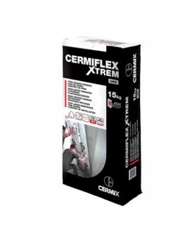Colle pour carrelage, très grand format améliorée, haute déformabilité, cermiflex xtrem 2.0 gris 15kg