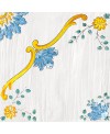Carrelage décor courone de fleurs bleu, jaune et blanc, brillant, sol et mur, 34x34cm savmed nérano