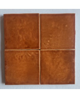Carrelage effet zellige marocain fait main caramel brillant 10x10cm estix zel caramelo
