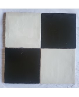 Carrelage effet zellige marocain fait main damier noir et blanc mat 13x13cm pour le mur estix sevilla