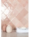 Carrelage effet zellige marocain fait main rose nuancé brillant 11.5x11.5cm estix rainbow pink mix 
